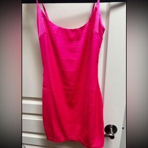 Oh Polly pink satin bodycon dress